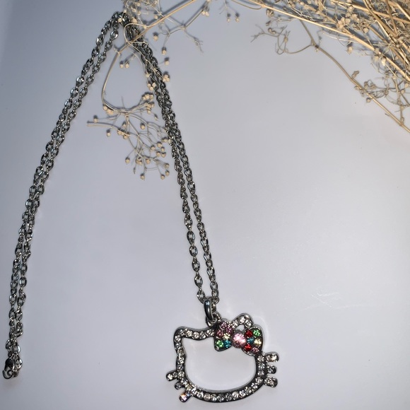 Hello Kitty Rhinestone Necklace Multicolor Bow - Picture 2 of 5